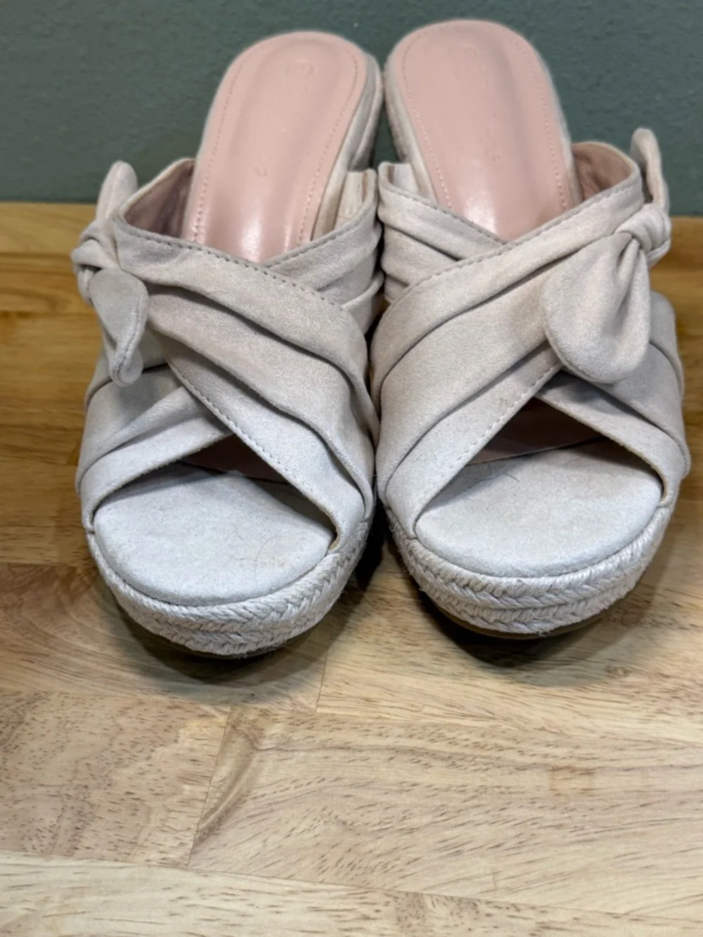 Women’s Cream Wedge Slide Sandals - Knotted Espadrille Design